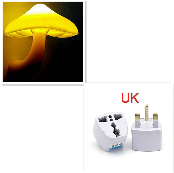 Mushroom LED Wall Socket Night Light With Light Sensor
