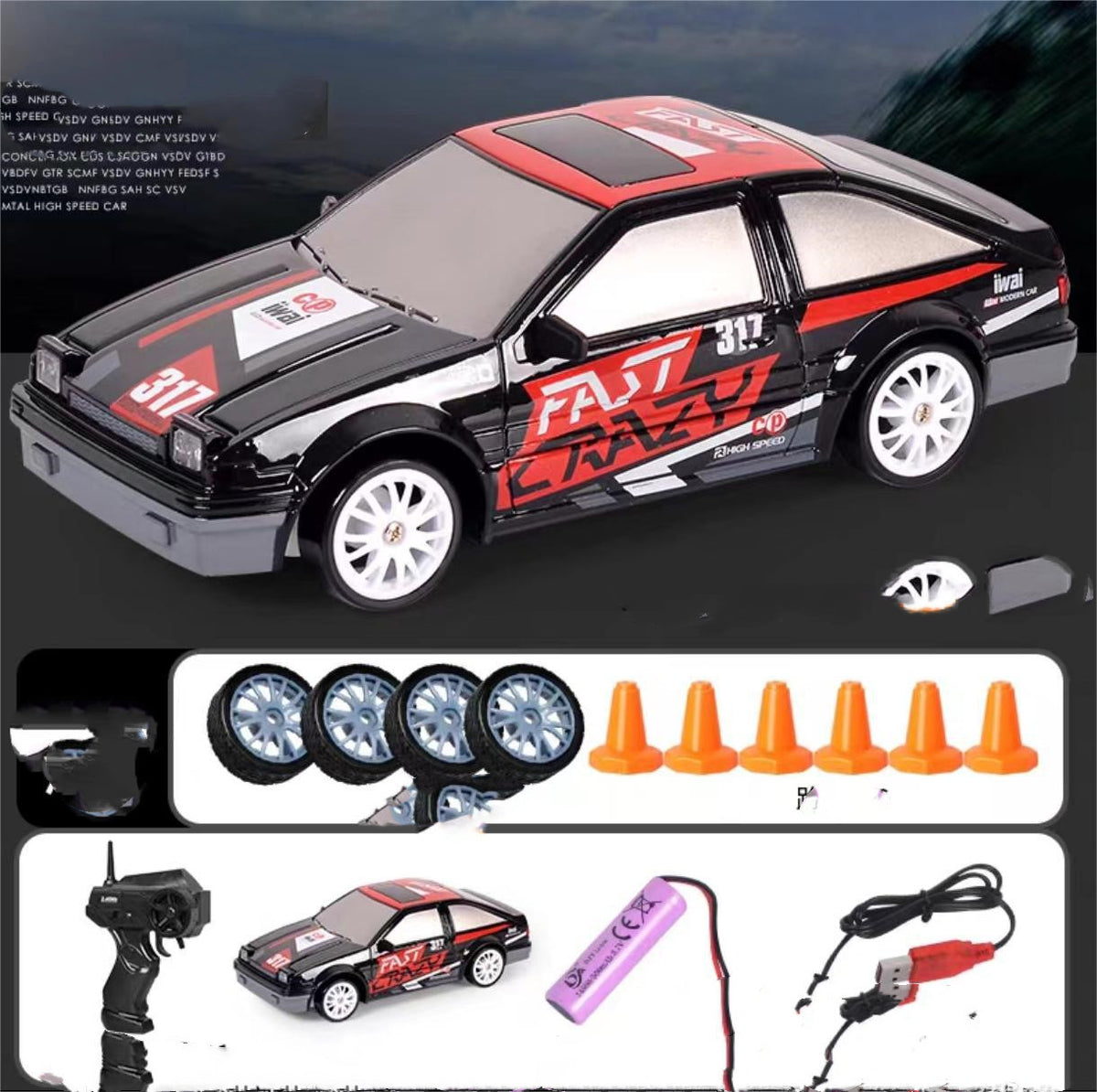 2.4G Remote Control Drift Car With 4WD, Racing Toy For Kids