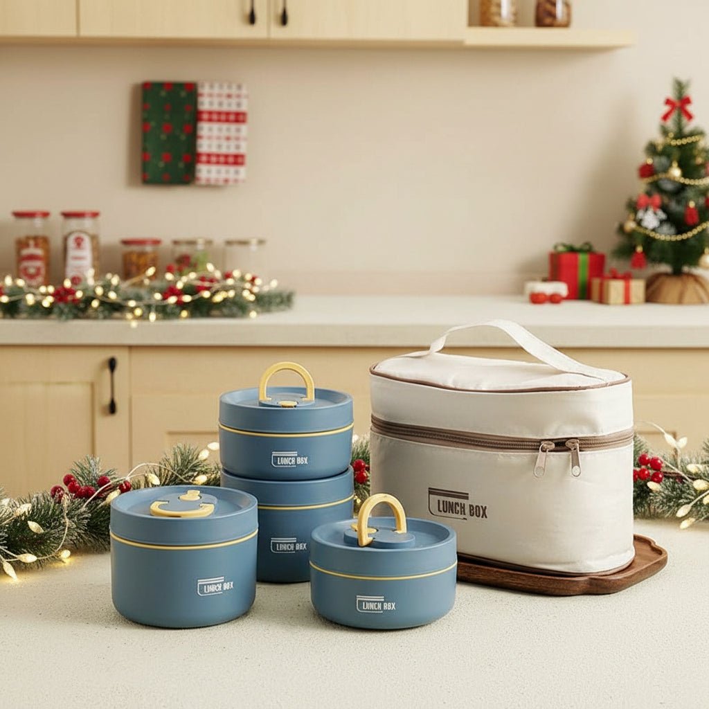 Insulated Stainless Steel Lunch Box with Carry Bag for Hot Meals