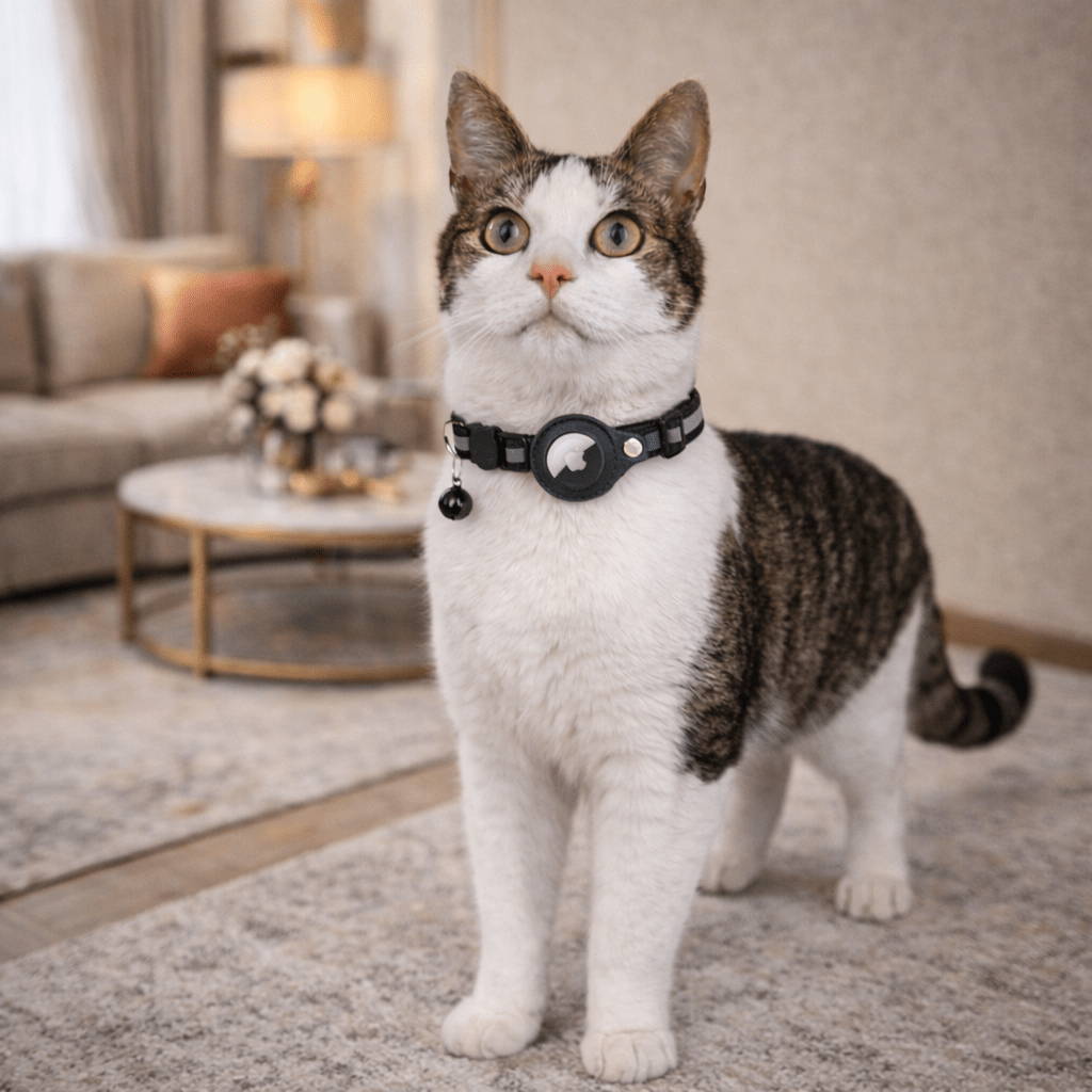 Reflective Cat Collar with GPS Tracker Holder and Safety Buckle