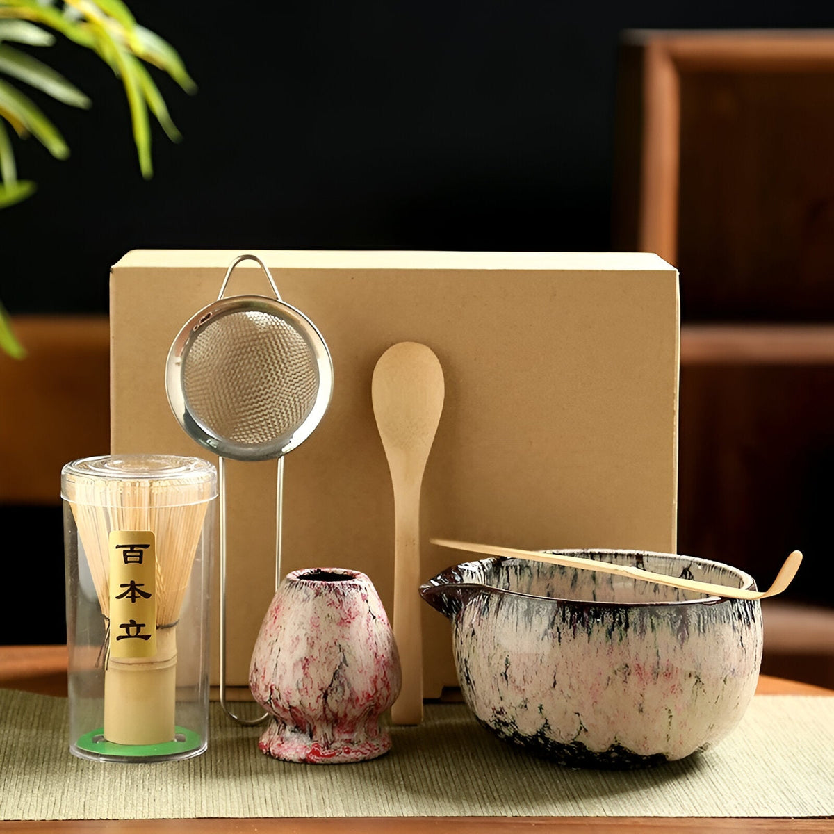 6-Piece Matcha Tea Set with Bamboo Whisk for Tea Ceremonies