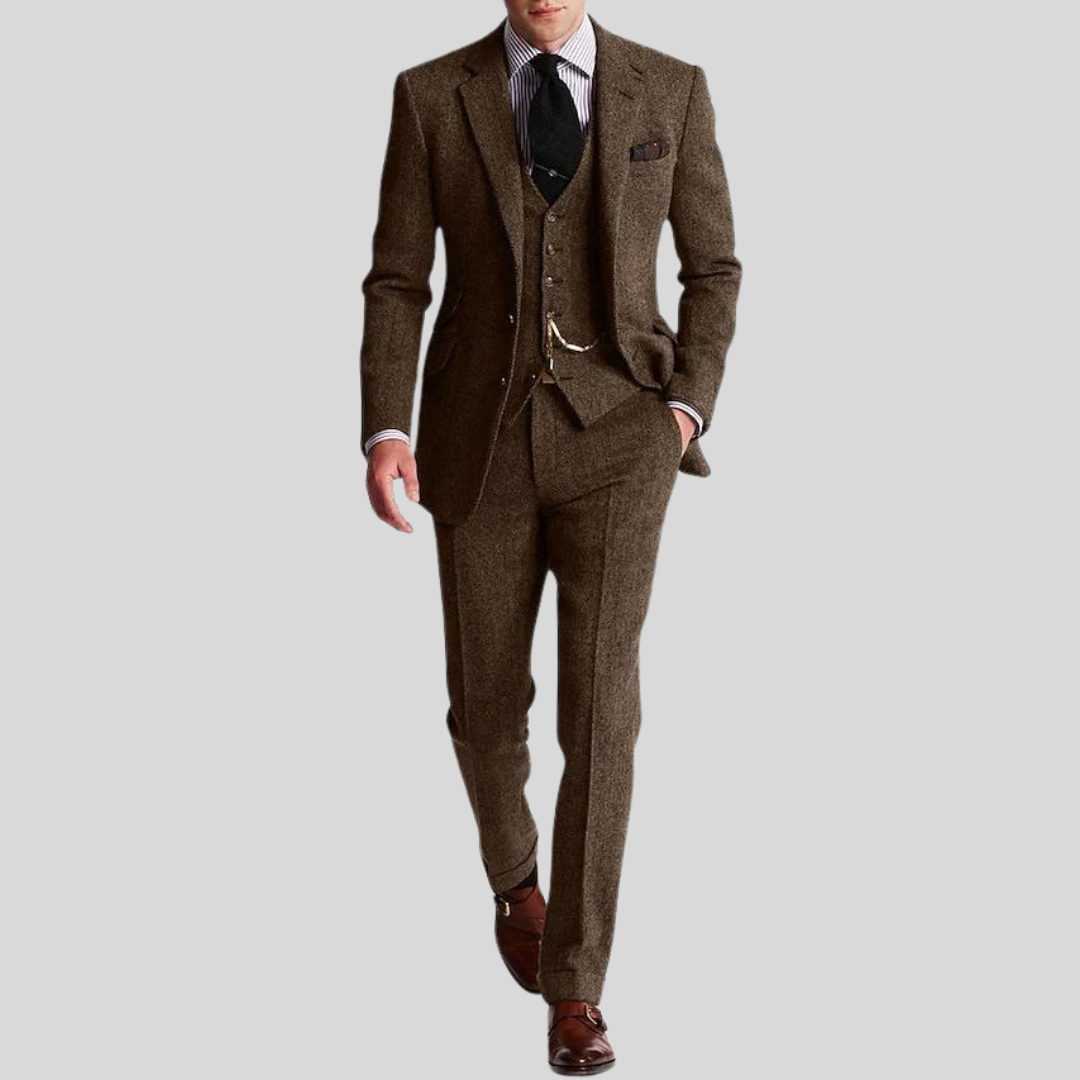 Men's 3-Piece Slim Fit Suit with Jacket, Waistcoat and Trousers