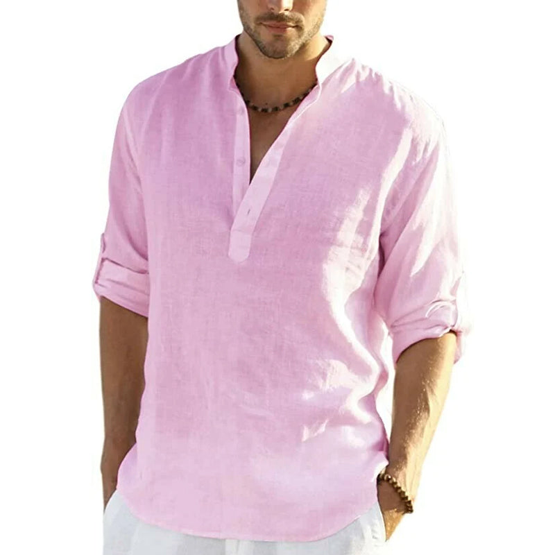 Men's Slim Fit Henley Shirt with Lightweight Breathable Fabric