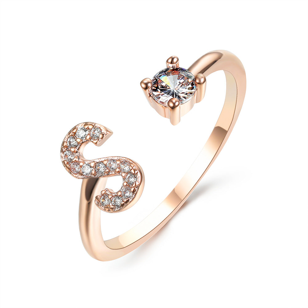 Adjustable Initial Letter Ring In Gold, Silver Or Rose Gold