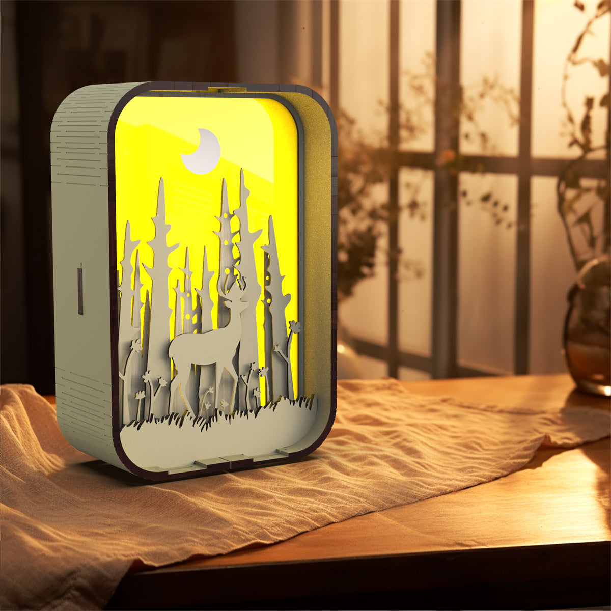 Woodcarving Bedside Night Light, Minimalist Creative Desktop Decoration