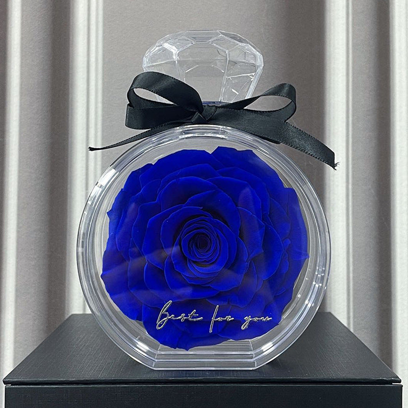 Natural Eternal Rose Flower Gift Box with Transparent Cover