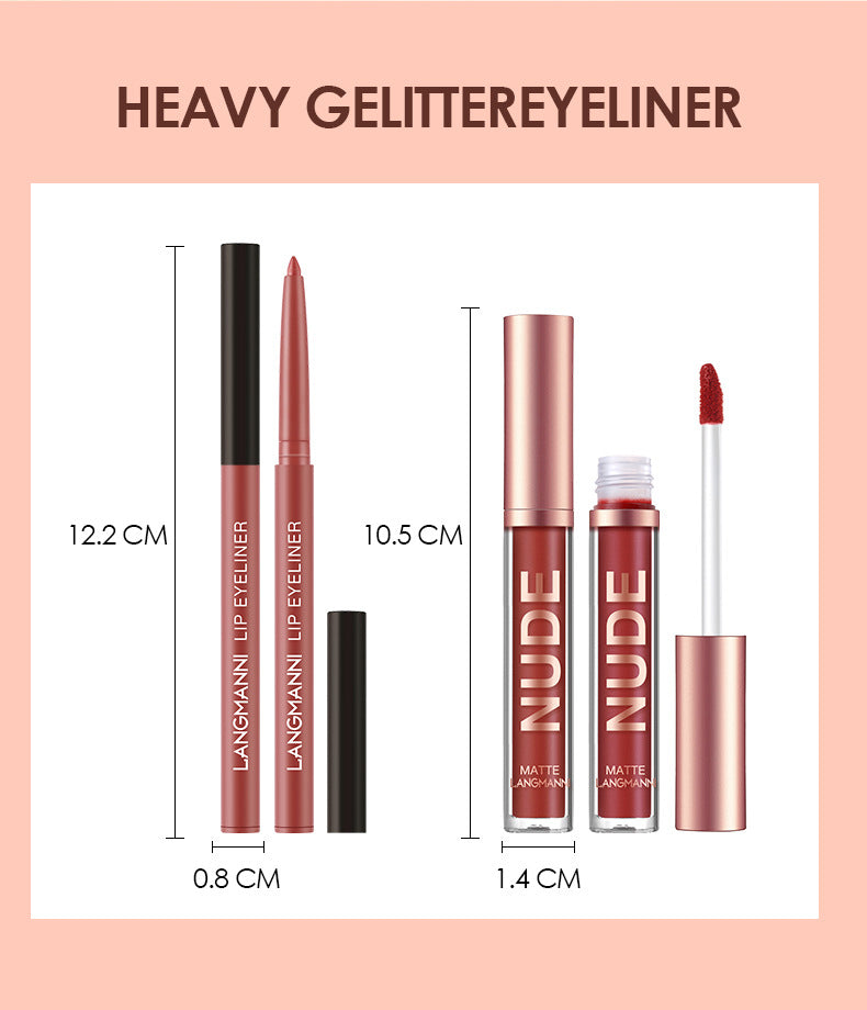 12-Piece Matte Lipstick and Lip Liner Set, Long-Lasting