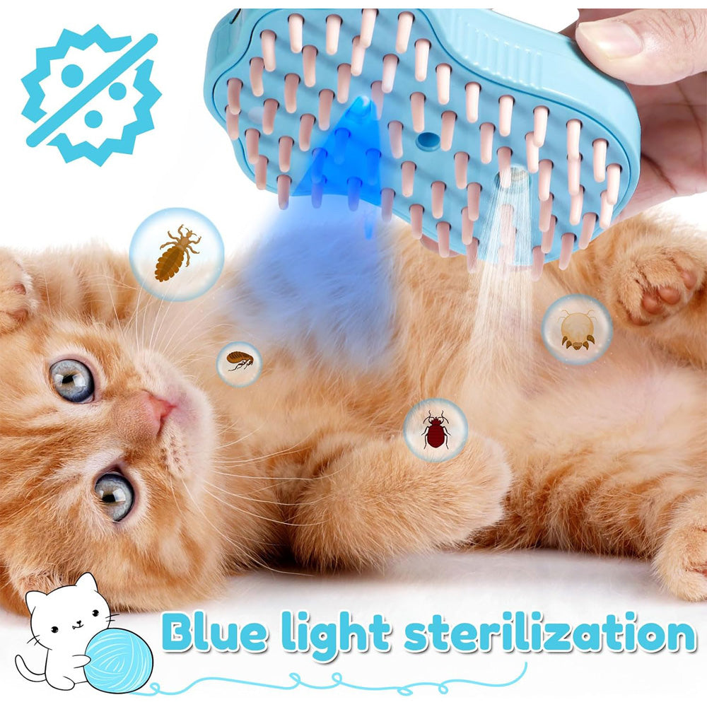 Rechargeable Steam Cat Brush with Soft Silicone Teeth, Paw Shaped