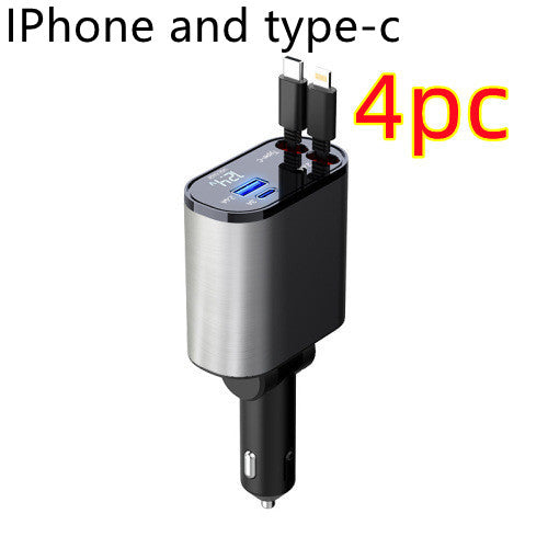 Metal 100W Car Charger With USB and Type-C Fast Charging