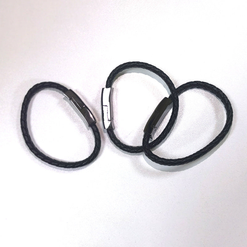 Leather Bracelet Charging Cable, Wearable USB Data Cord