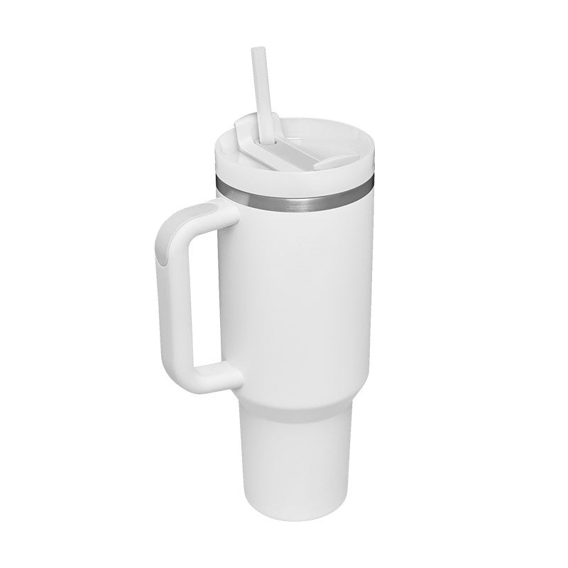 40oz Insulated Tumbler With Handle And Straw, Leakproof Lid