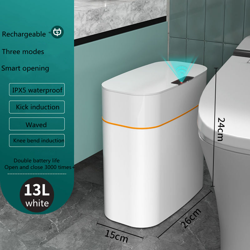 Smart Sensor Trash Can With Lid For Kitchen And Bedroom