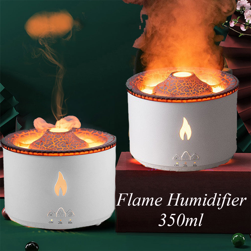 Volcano Flame Aroma Diffuser With Jellyfish Mist And Night Light
