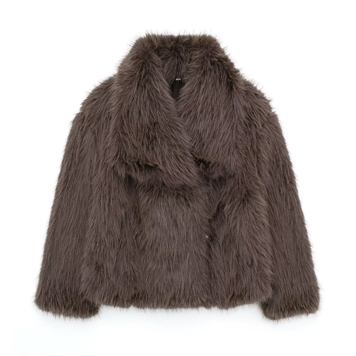 Women's Winter Plush Coat, Fluffy Thick Lapel Jacket