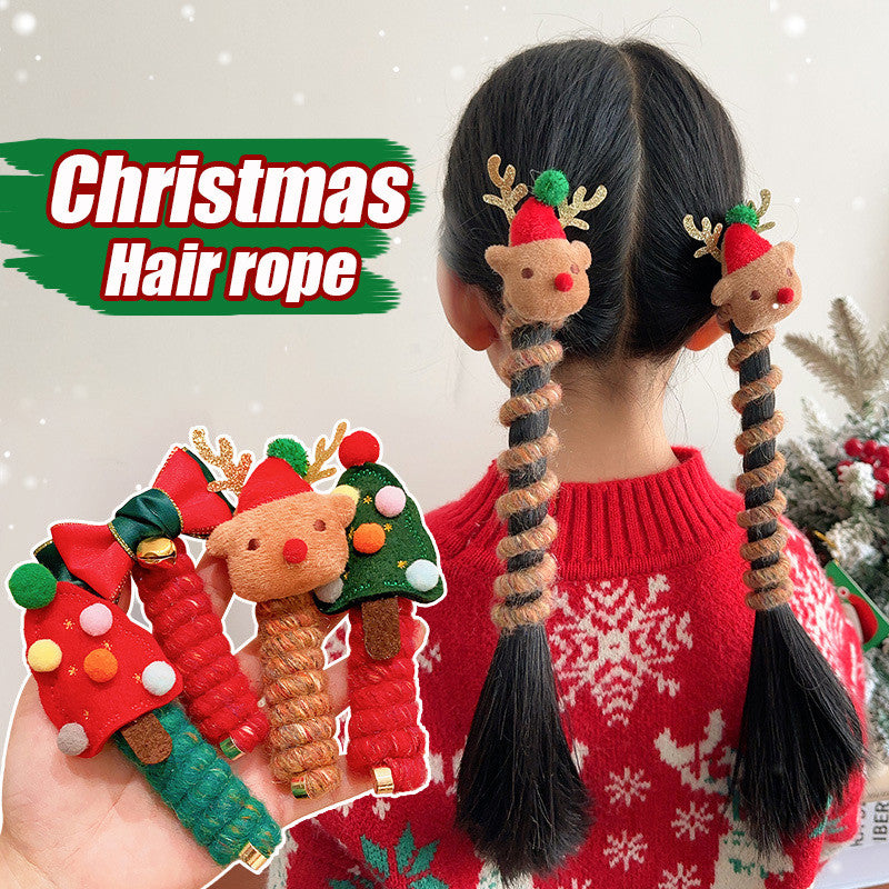 Girls Christmas Spiral Coil Hair Ties Telephone Wire Style