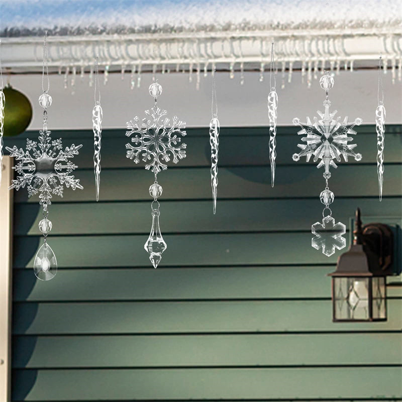 10 Piece Acrylic Ice Strip Christmas Tree Hanging Pendants