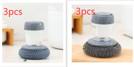 Kitchen Soap Dispensing Palm Brush, Push-Type Dish Scrubber