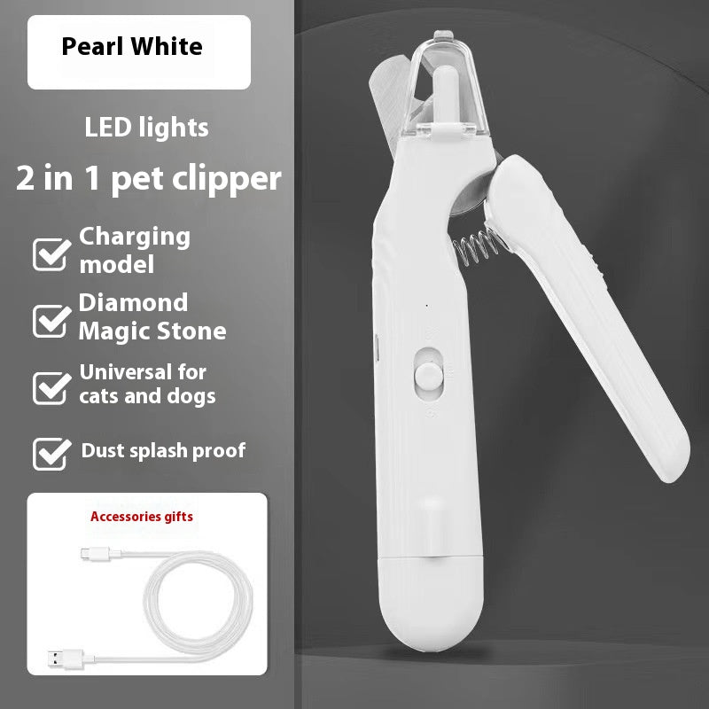 2-in-1 Pet Nail Clipper and Grinder with LED Light for Dogs and Cats