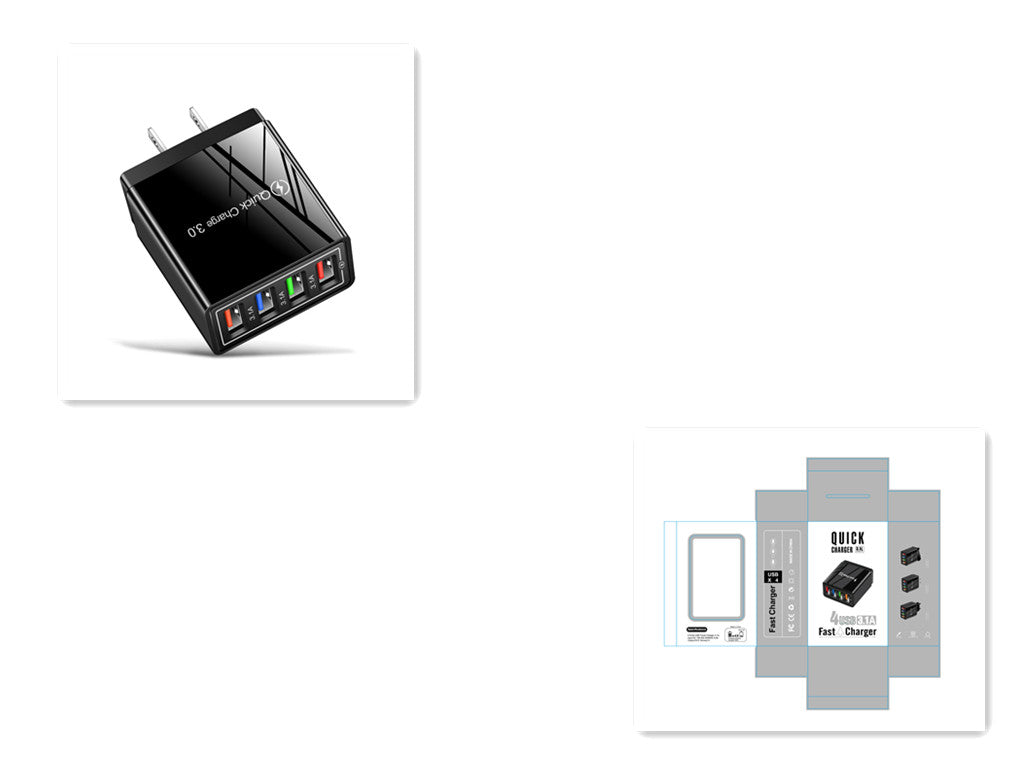 Quick Charge 3.0 USB Wall Charger with 4 Ports for Phones and Tablets