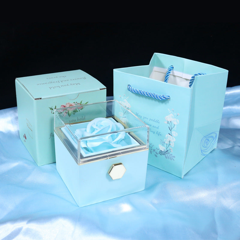 Rotating Soap Rose Gift Box, Romantic Jewellery Packaging