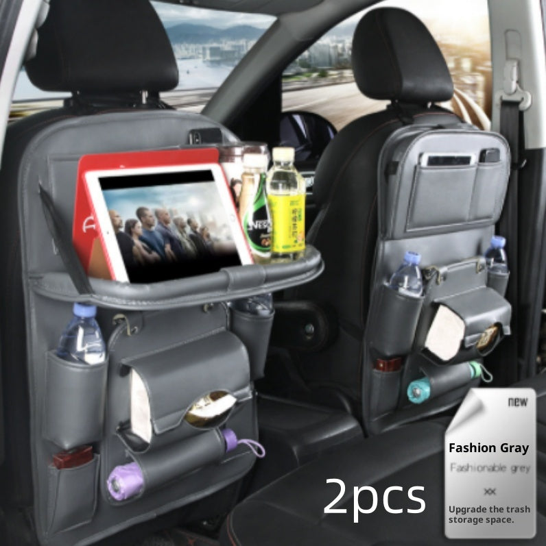 PU Leather Car Seat Back Storage Bag With Multiple Pockets