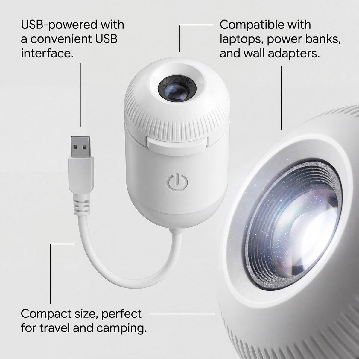 USB Starry Sky Projection Night Light, Bedroom Lamp with Slides