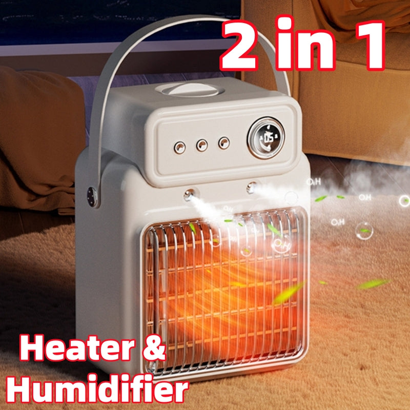 1200W 2-in-1 Room Heater With Humidifier, Overheat Protection
