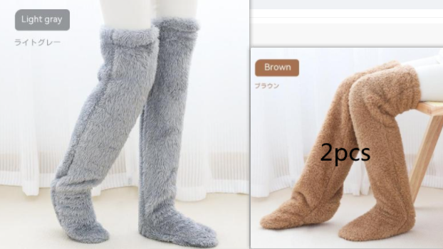 Over Knee Fuzzy Long Socks For Winter Home And Sleeping