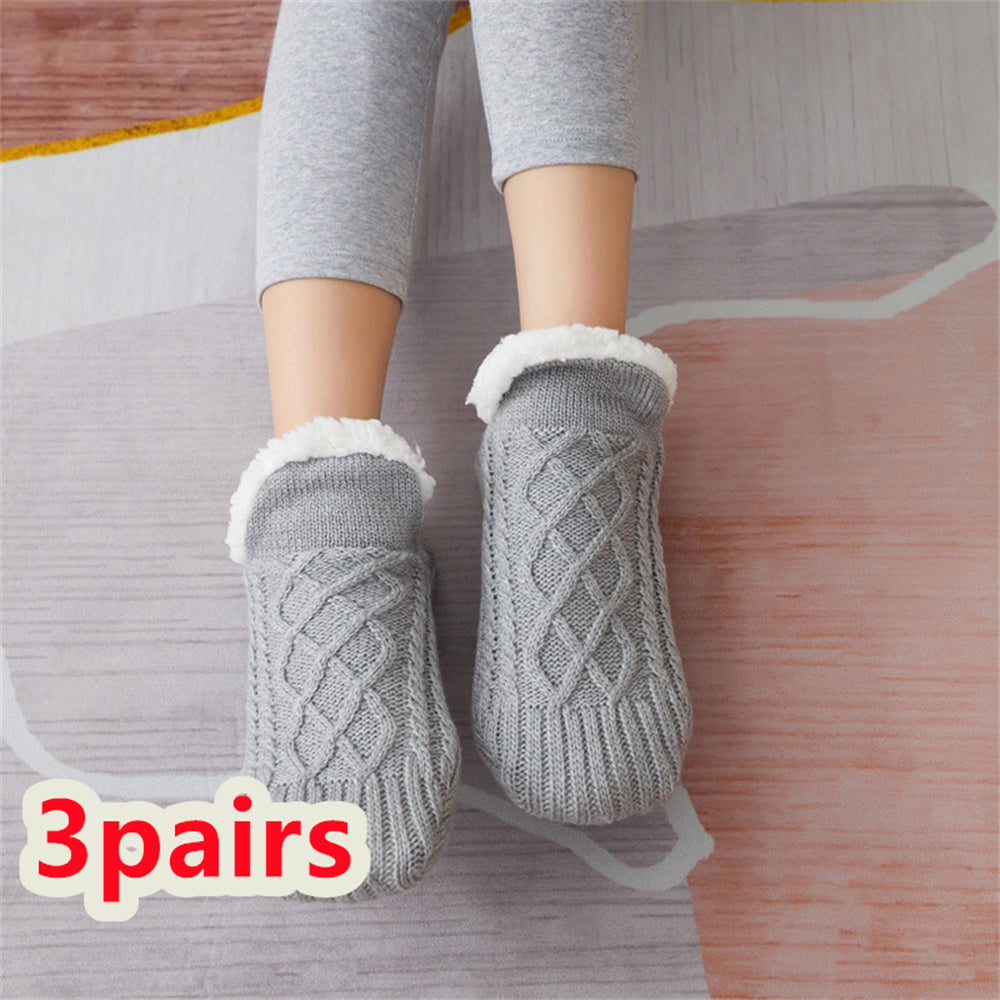 Thick Wool-Blend Home Socks, Non-Slip Warm Slipper Socks