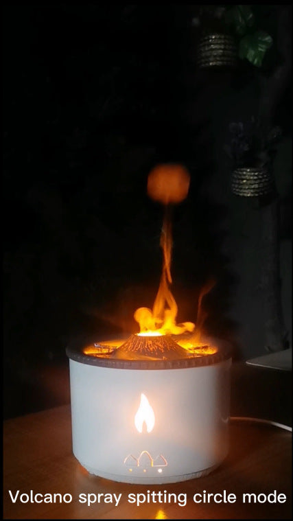 Volcano Flame Aroma Diffuser With Jellyfish Mist And Night Light