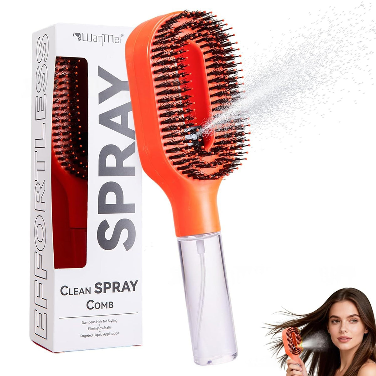 2-in-1 Detangling Hairbrush with Mist Spray Bottle