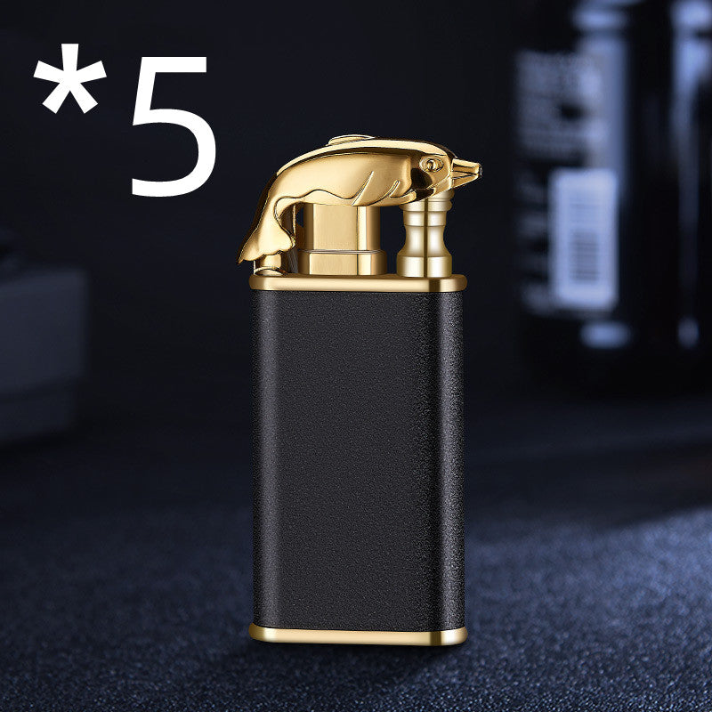 Windproof Metal Gas Lighter With Blue Flame And Double Fire