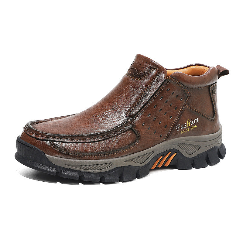 Men's Casual Metal-Detail Ankle Boots with Chunky Heel