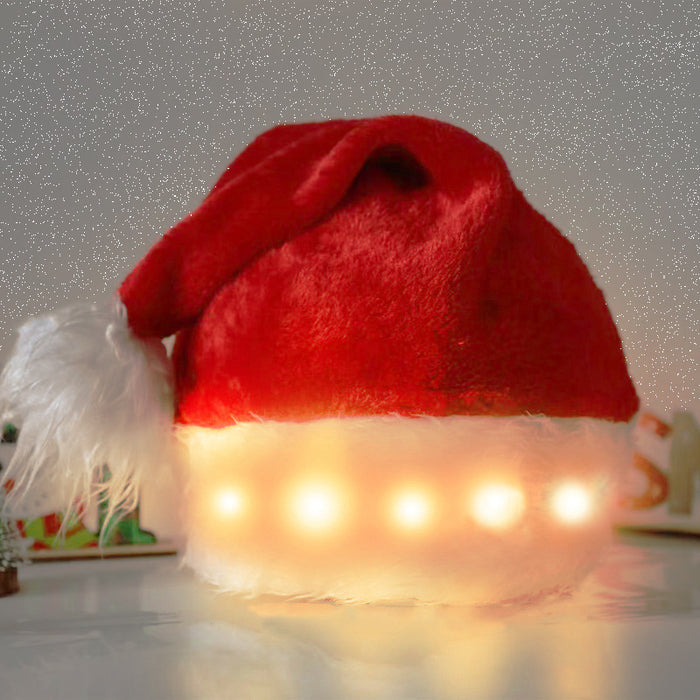 Bonnet de Noël en peluche avec lumières LED pour enfants et adultes