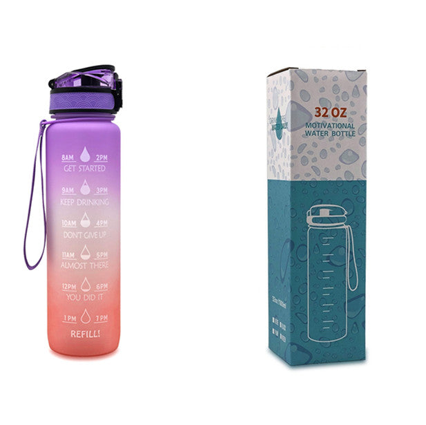 1L Tritan Water Bottle With Time Marker And Flip Cover