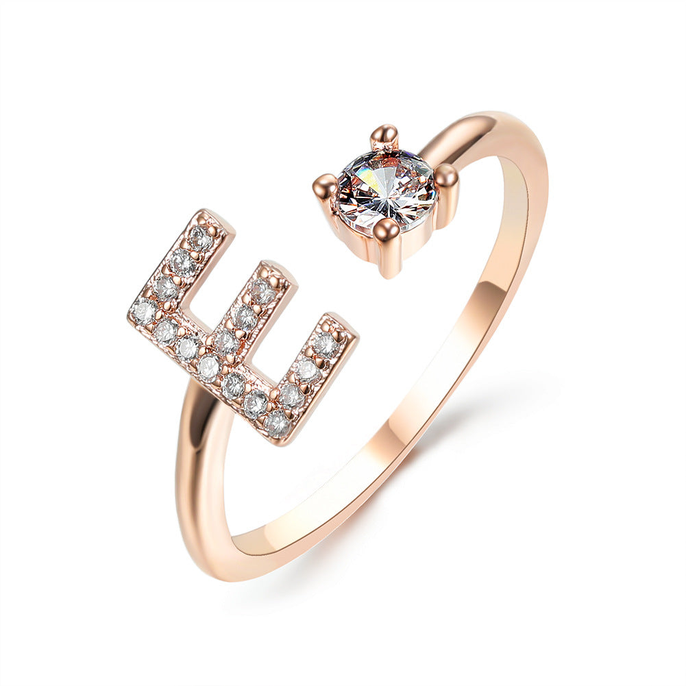 Adjustable Initial Letter Ring In Gold, Silver Or Rose Gold