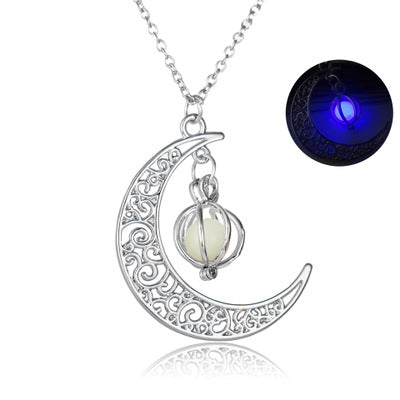Glowing Moon Stone Pendant Necklace For Women, Luminous Charm