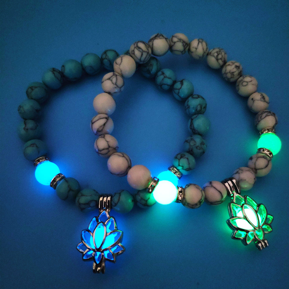 Luminous Lotus Natural Stone Bracelet That Glows in the Dark