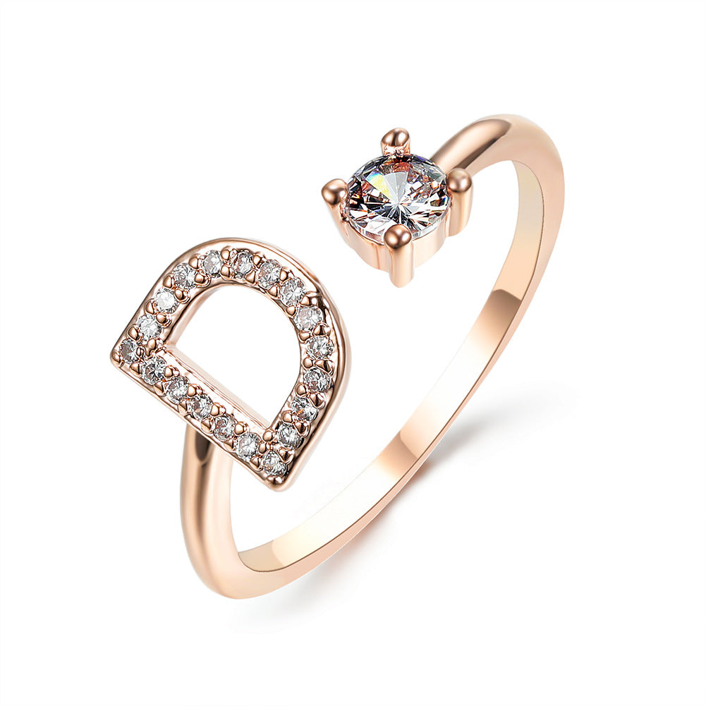 Adjustable Initial Letter Ring In Gold, Silver Or Rose Gold