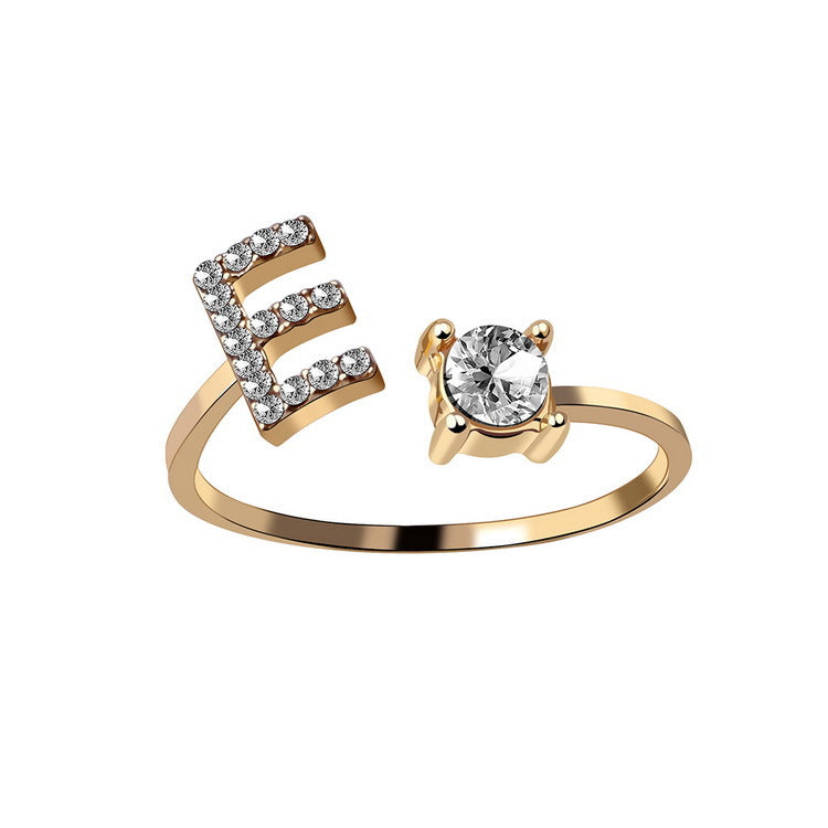 Adjustable Initial Letter Ring In Gold, Silver Or Rose Gold
