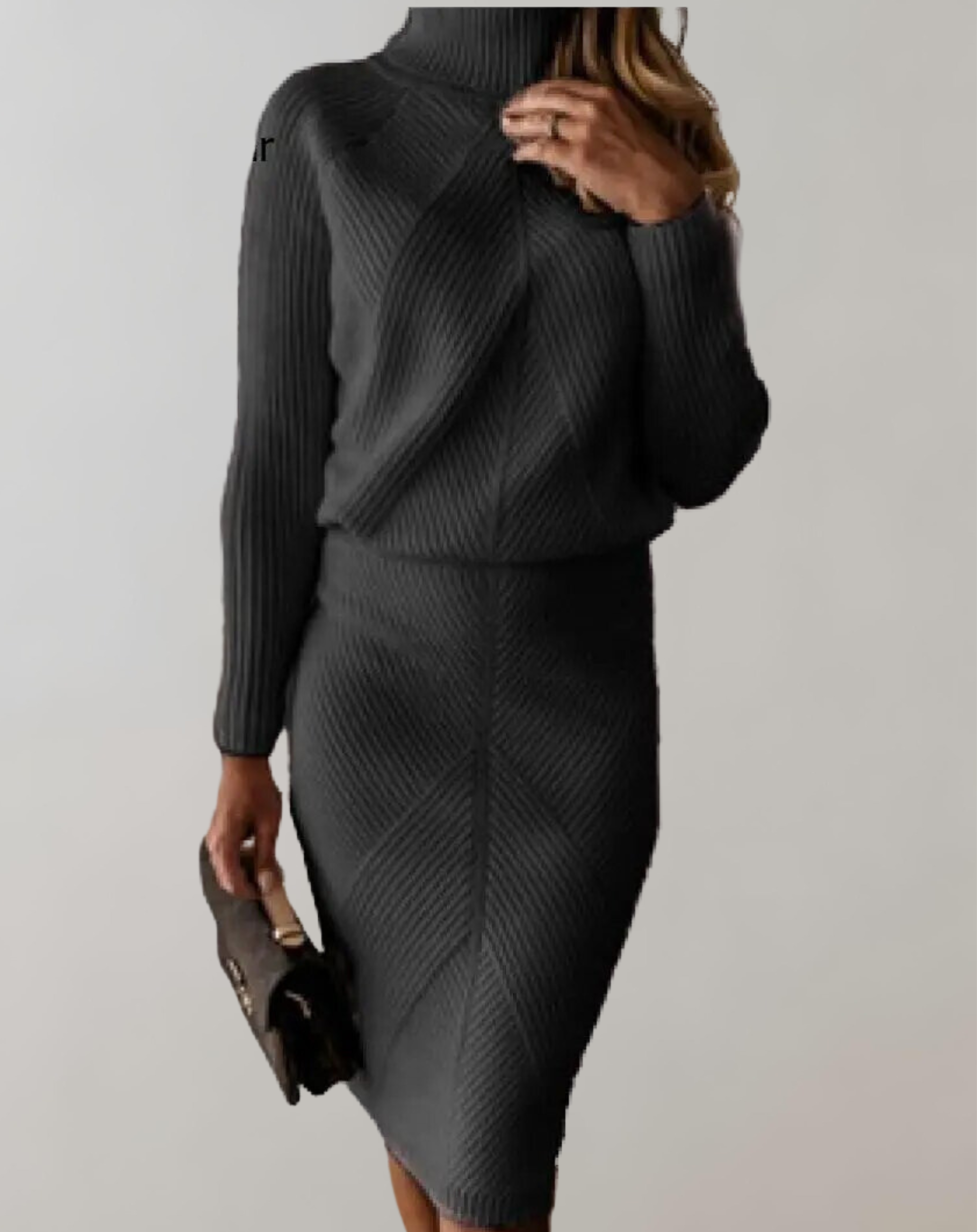 Women's Knitted Turtleneck Jumper and Slim Skirt Set