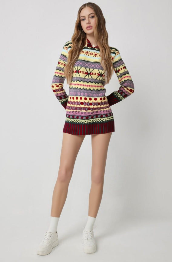 Women's Norwegian-Style Hooded Jumper with Long Sleeves