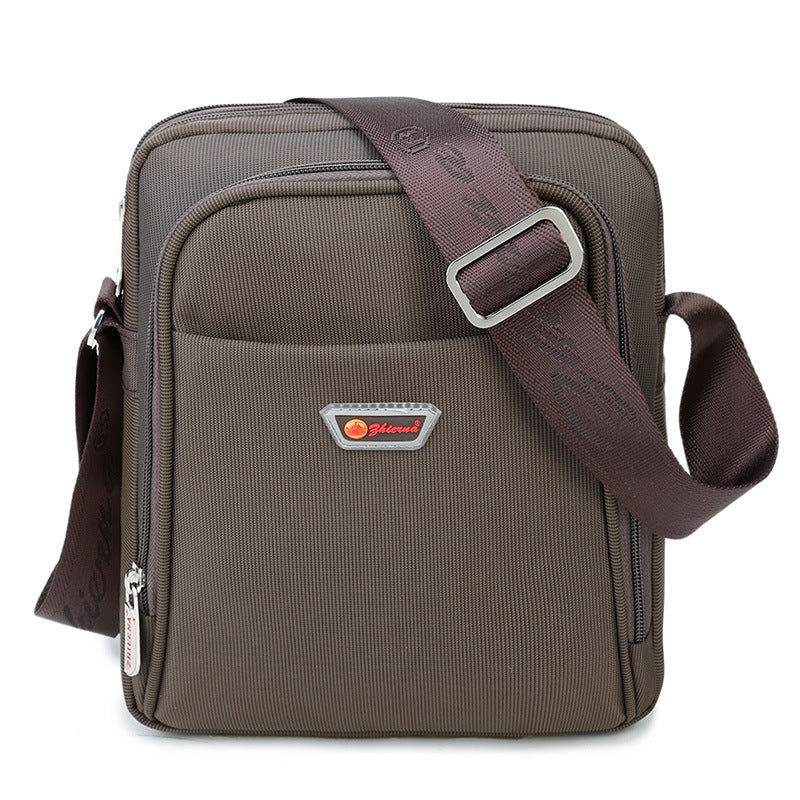 Men's Oxford Cloth Shoulder Bag, Square Messenger Handbag with Zip