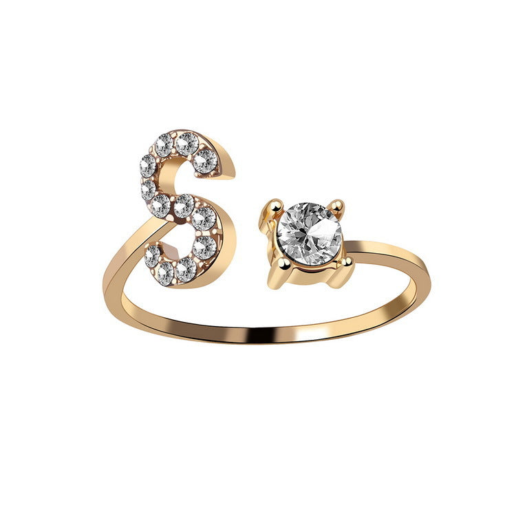 Adjustable Initial Letter Ring In Gold, Silver Or Rose Gold