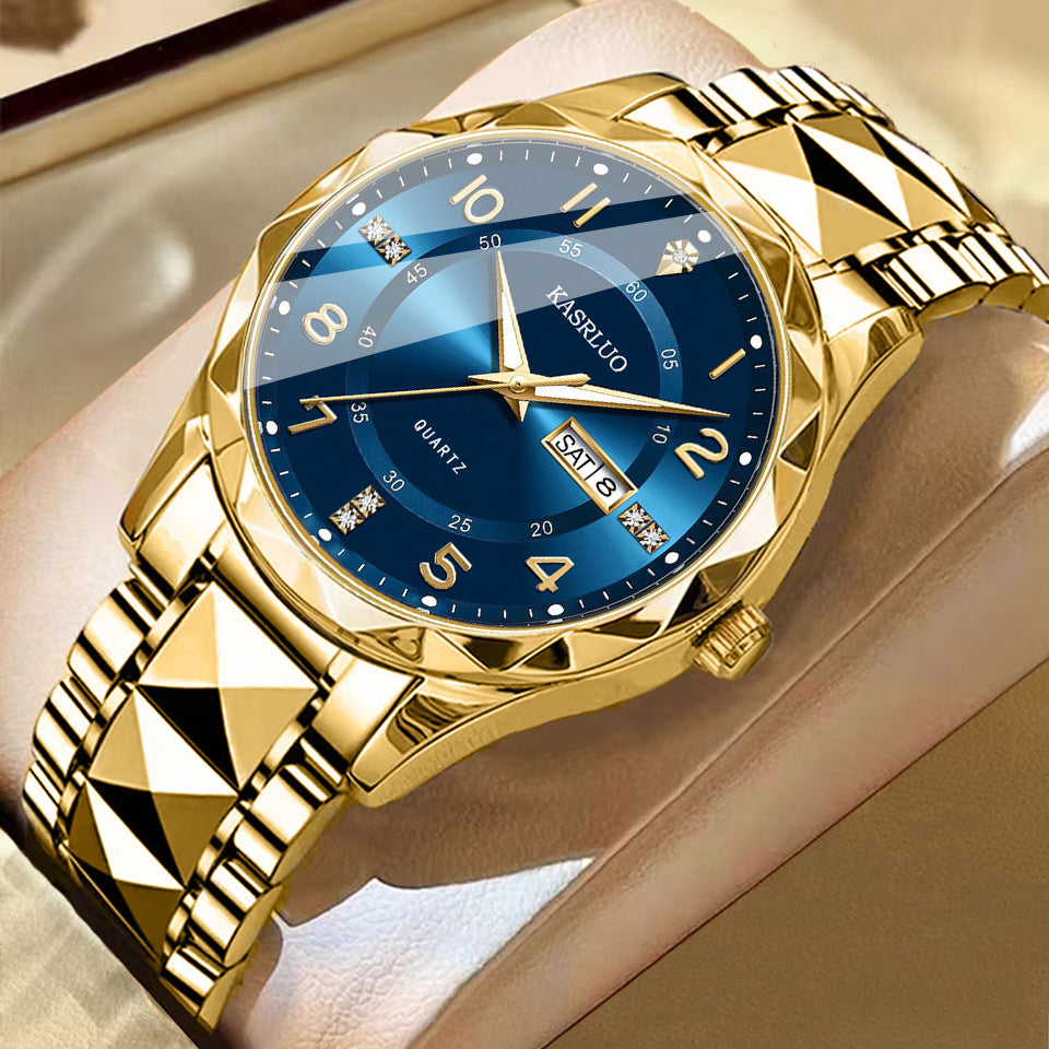 Men's Dual Calendar Luminous Quartz Watch, Waterproof
