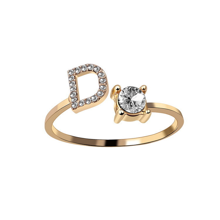 Adjustable Initial Letter Ring In Gold, Silver Or Rose Gold