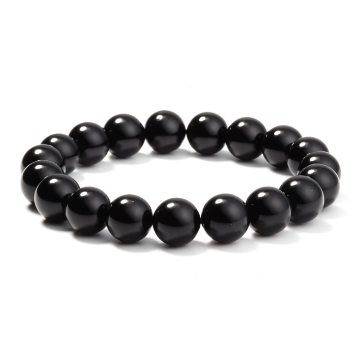 Natural Black Onyx Bead Bracelet for Women and Men, 6mm to 10mm