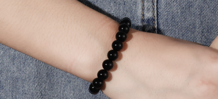 Natural Black Onyx Bead Bracelet for Women and Men, 6mm to 10mm