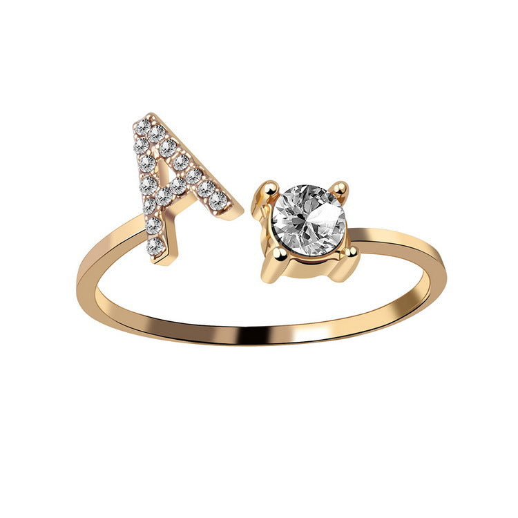 Adjustable Initial Letter Ring In Gold, Silver Or Rose Gold