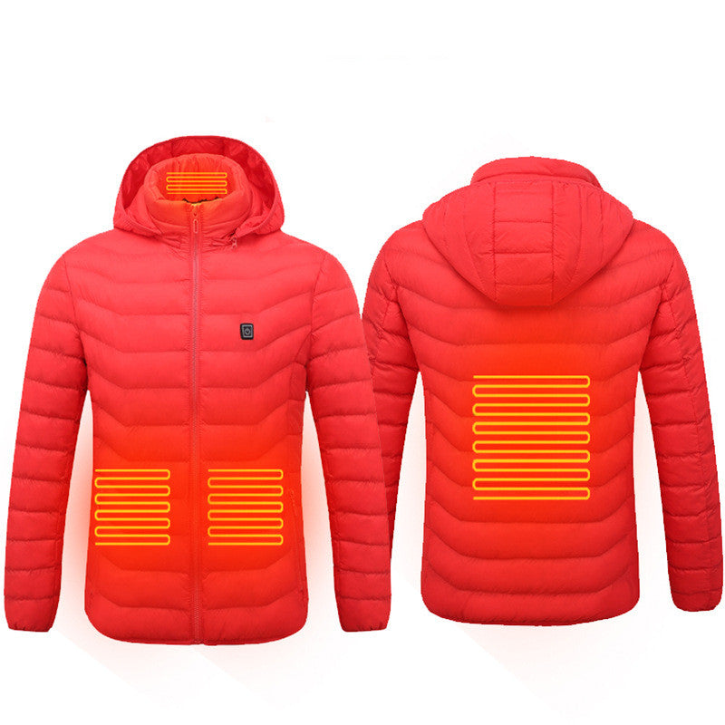 USB Heated Jacket With Removable Hood, Zip-Up Winter Coat